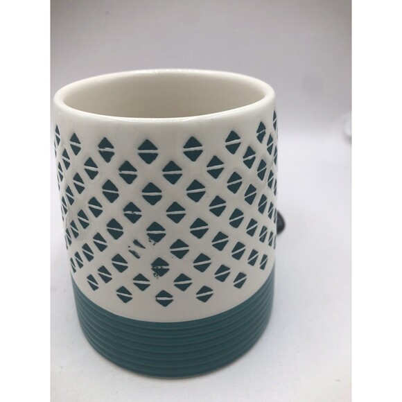 Old Pottery Company Button Diamond Mug Teal/White 16 Oz Coffee Tea - Picture 6 of 6